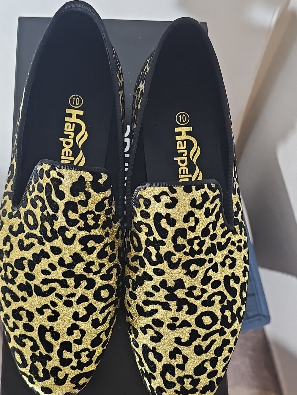 Men’s Leopard Print Gold Slip-On Loafers